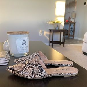 Snakeskin Mules